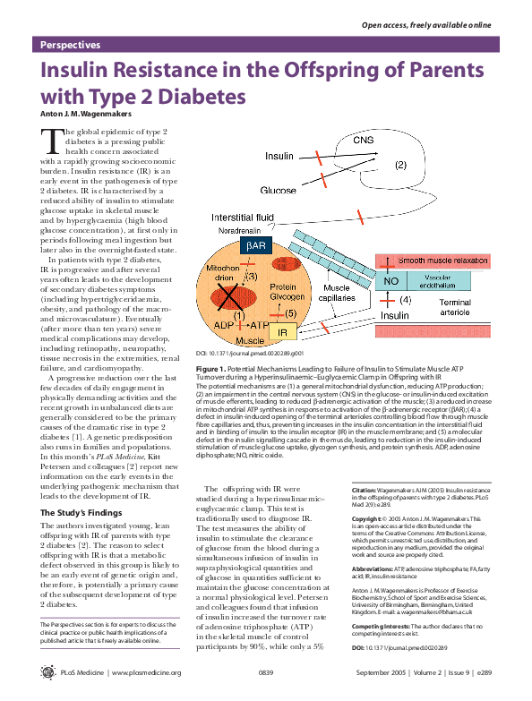 (PDF) Insulin Resistance in the Offspring of Parents with Type 2 Diabetes