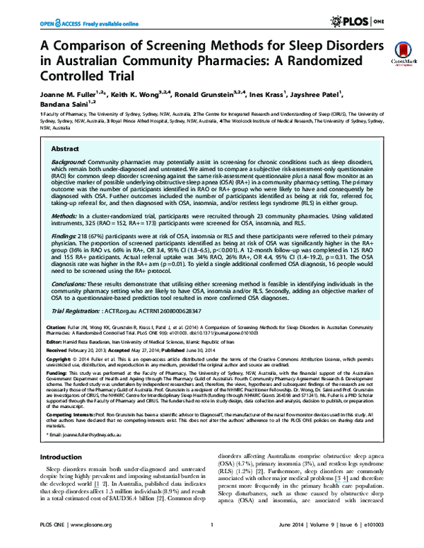 (PDF) Can a community pharmacy sleep assessment tool aid the