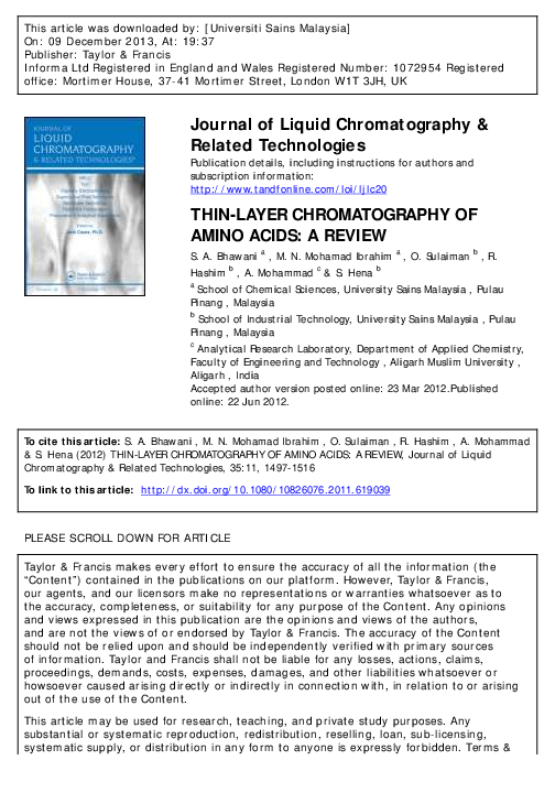 (PDF) THINLAYER CHROMATOGRAPHY OF AMINO ACIDS A REVIEW Othman