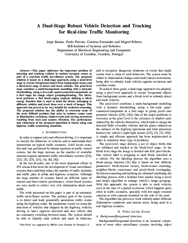 (PDF) A dual-stage robust vehicle detection and tracking for real-time ...