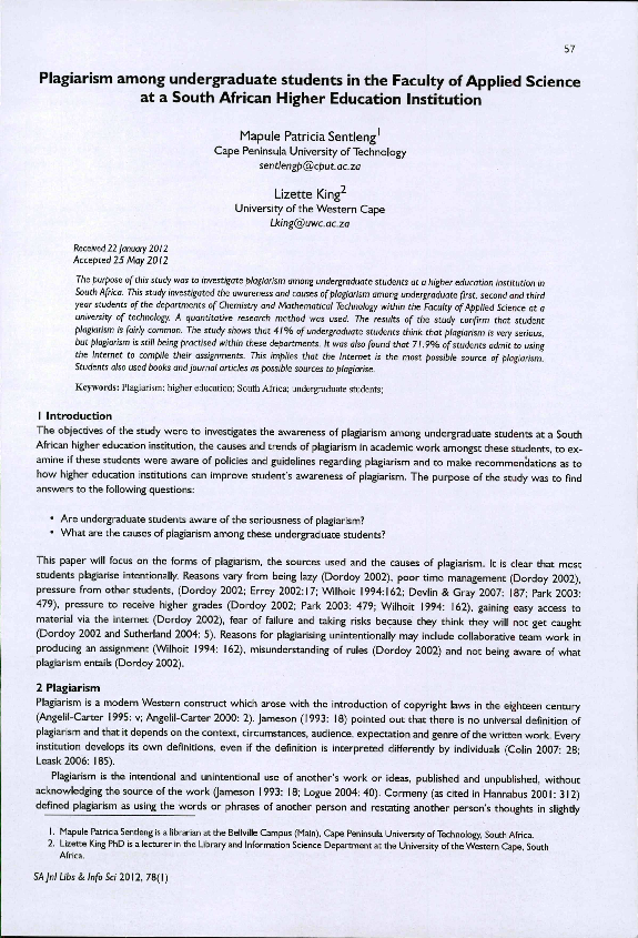 (PDF) Plagiarism among undergraduate students in the Faculty of Applied ...