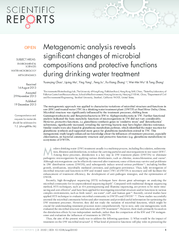 (PDF) Metagenomic analysis reveals significant changes of microbial ...