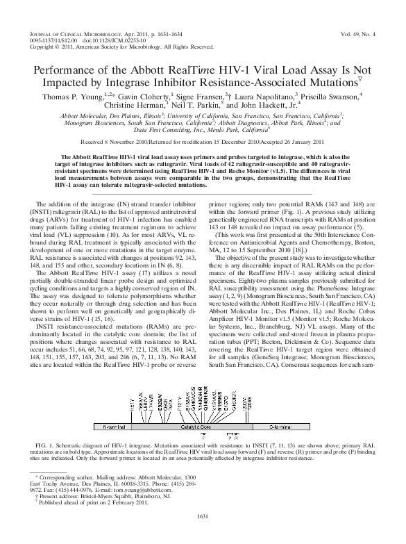 (PDF) Performance of the Abbott RealTime HIV-1 Viral Load Assay Is Not ...