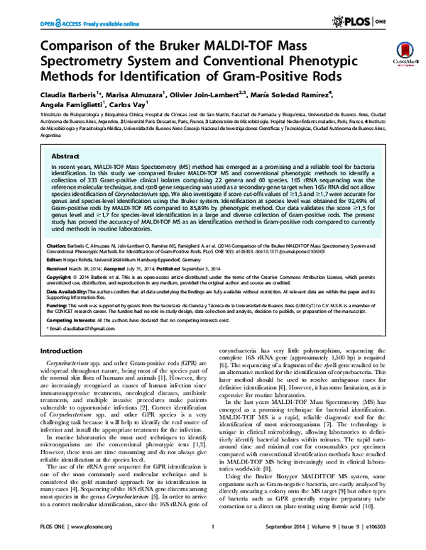 (PDF) Comparison of the Bruker MALDI-TOF Mass Spectrometry System and ...