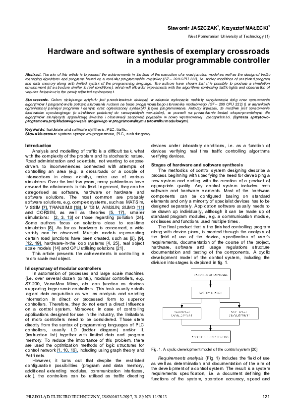 (PDF) Hardware and software synthesis of exemplary crossroads in a ...