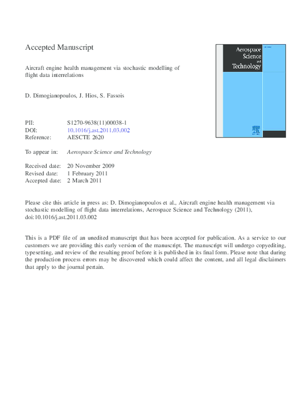 (PDF) Aircraft engine health management via stochastic modelling of ...