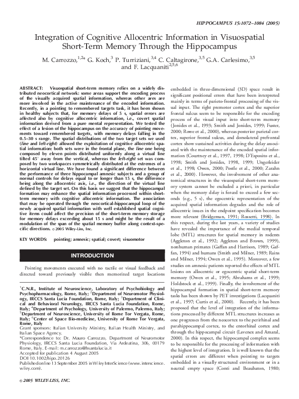 (PDF) Integration of cognitive allocentric information in visuospatial ...