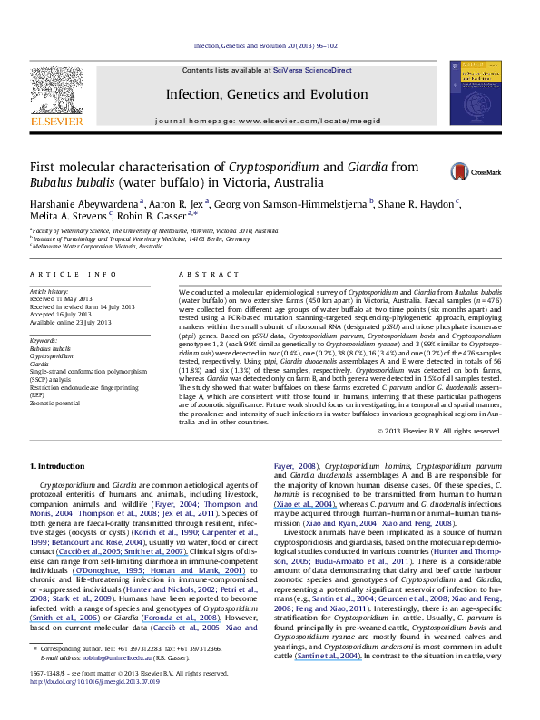 (PDF) First Molecular Characterization of C ryptosporidium spp ...