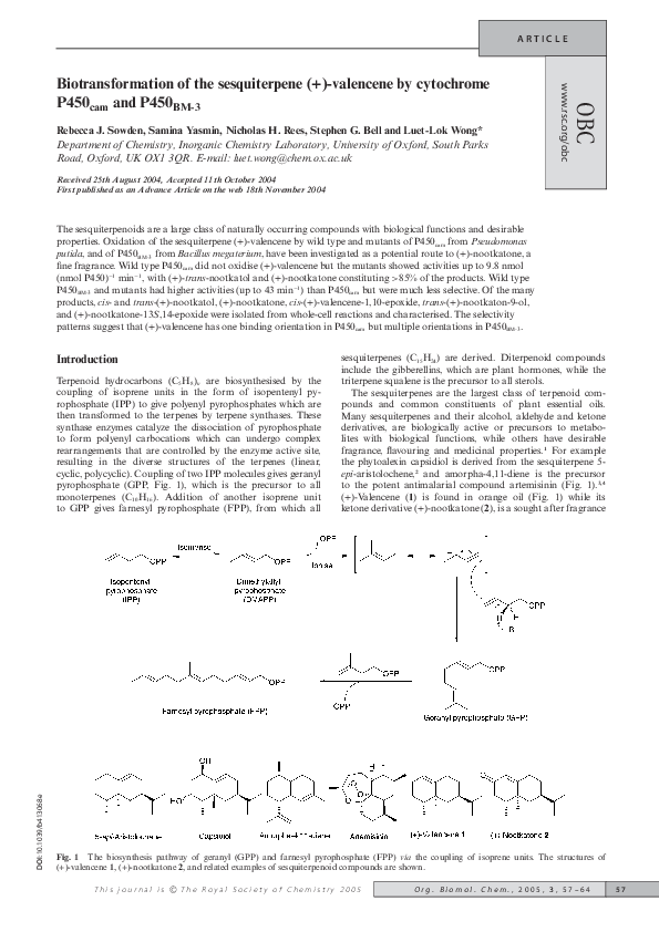 (PDF) Biotransformation of the sesquiterpene (+)-valencene by ...