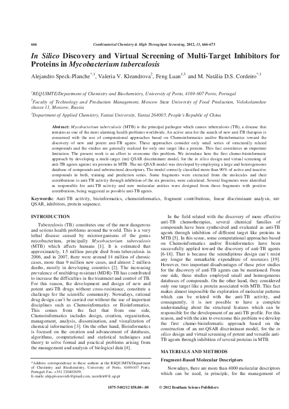 (PDF) In Silico Discovery and Virtual Screening of Multi-Target ...