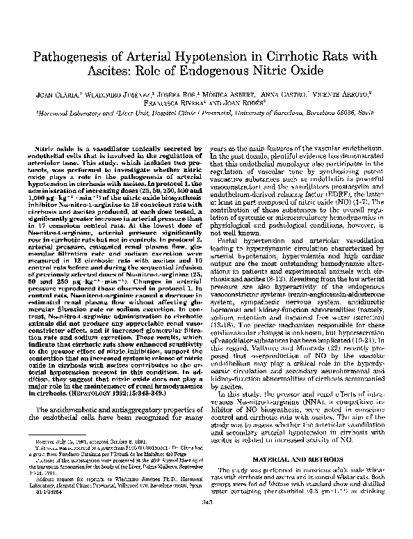 (PDF) Pathogenesis of arterial hypotension in cirrhotic rats with ...