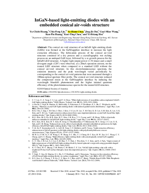 (PDF) InGaN-based light-emitting diodes with an embedded conical air ...