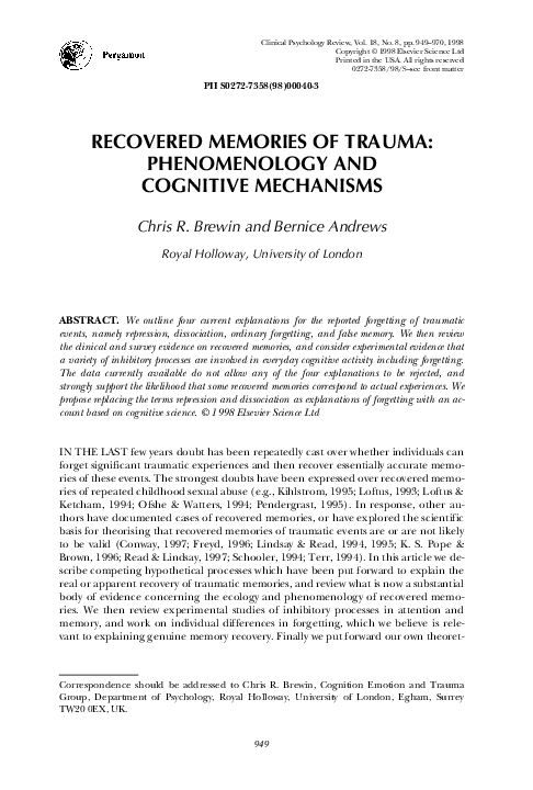 Recovered memories essay image