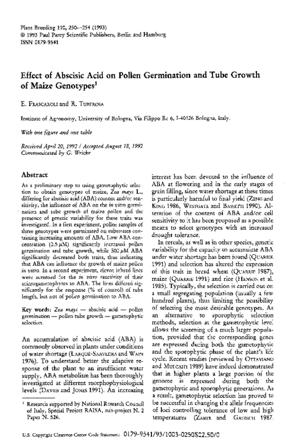(PDF) Effect of Abscisic Acid on Pollen Germination and Tube Growth of ...