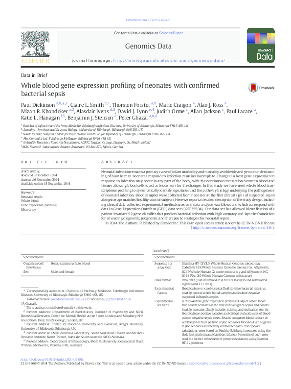 (PDF) Whole blood gene expression profiling of neonates with confirmed ...