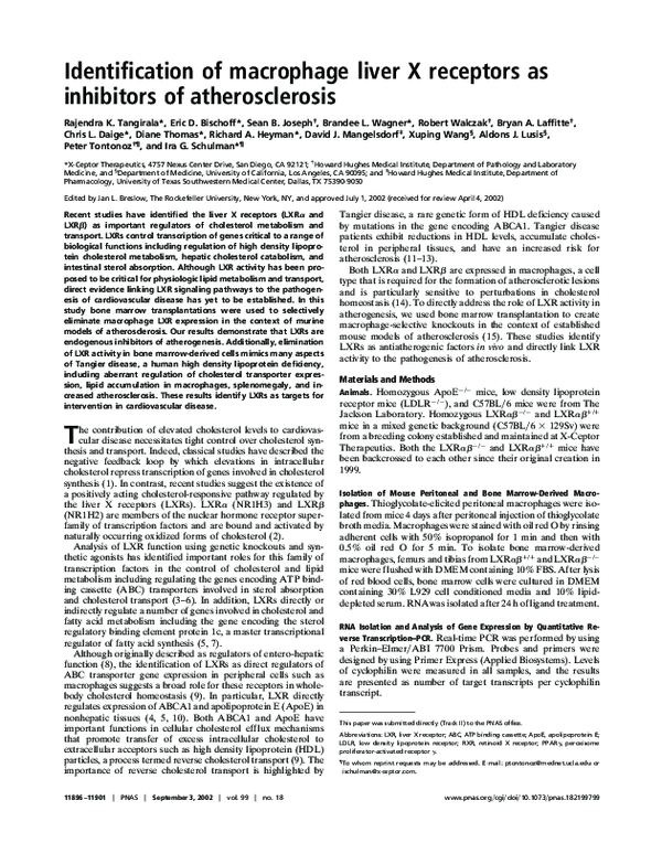 (PDF) Identification of macrophage liver X receptors as inhibitors of ...