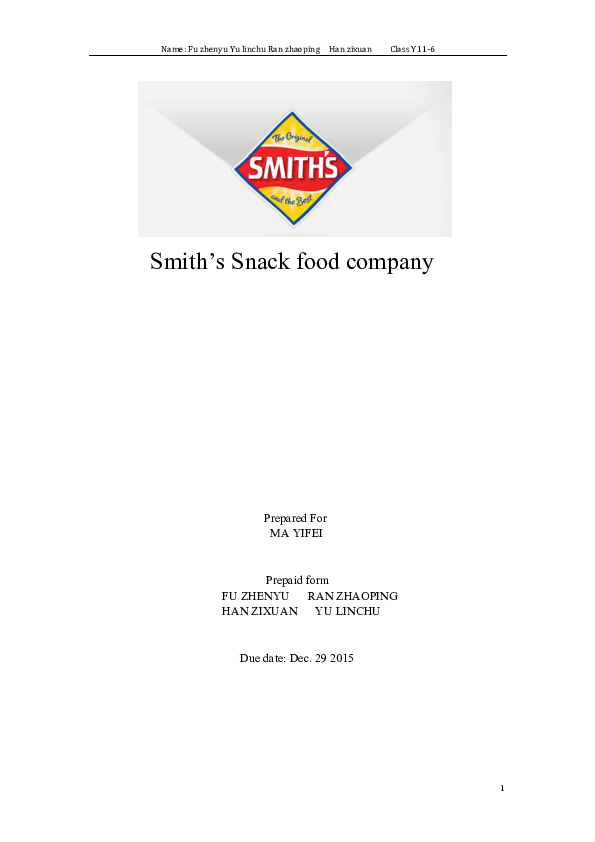 (PDF) Smith's Snack food company 朝平 冉 Academia.edu
