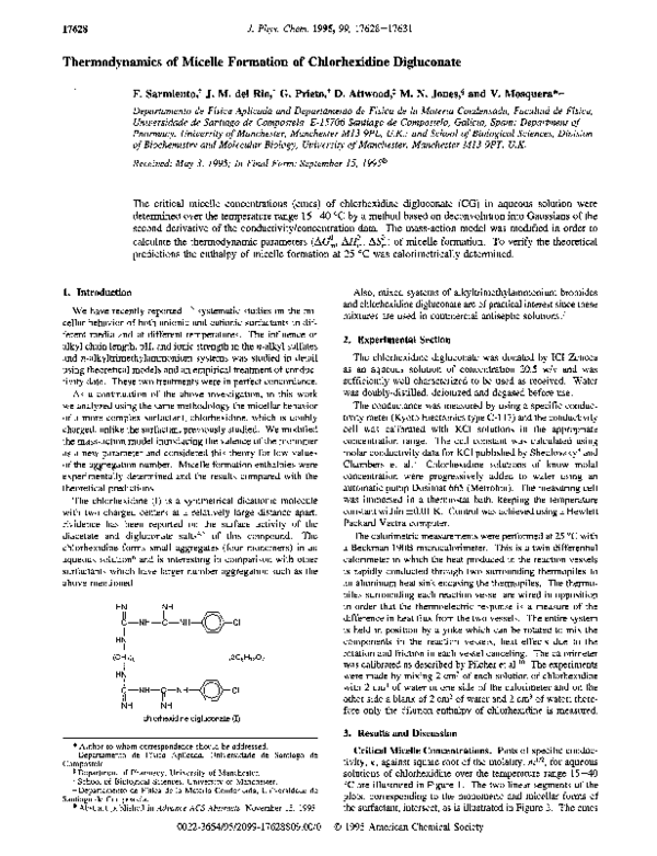 Pdf Thermodynamics Of Micelle Formation Of Chlorhexidine Digluconate Victor Mosquera Academia Edu