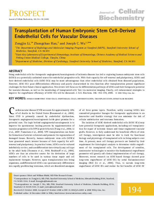 (PDF) Transplantation of human embryonic stem cell-derived neural ...