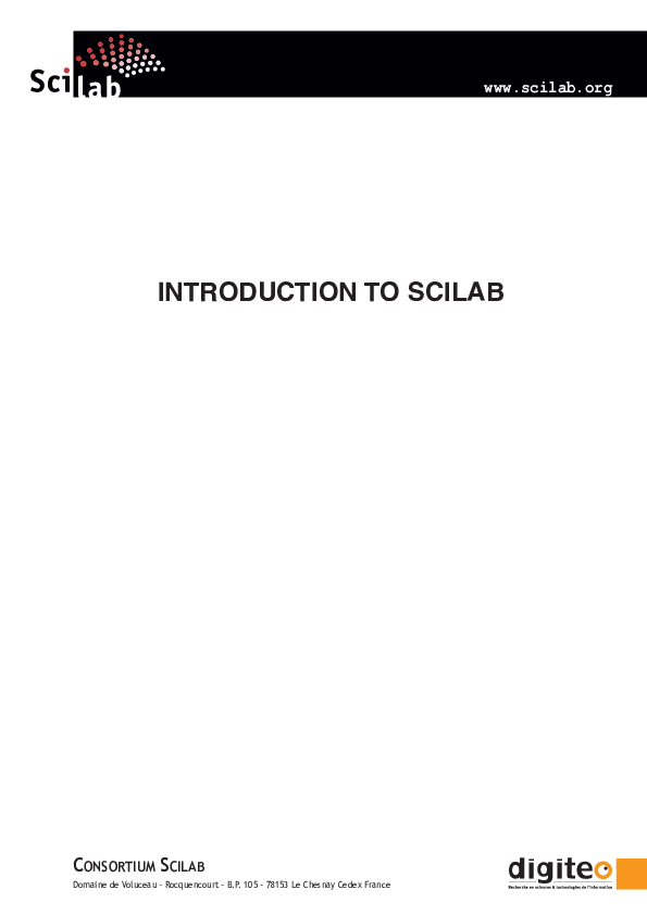 (PDF) Consortium sCilab INTRODUCTION TO SCILAB