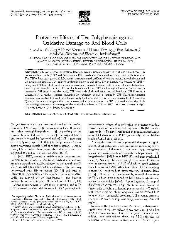 (PDF) Protective effects of tea polyphenols against oxidative damage to ...