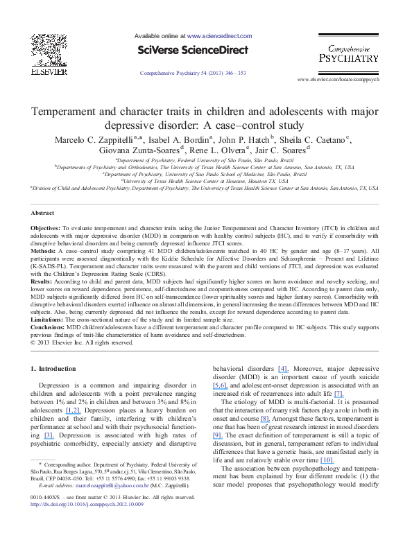 (PDF) Temperament and character traits in children and adolescents with ...