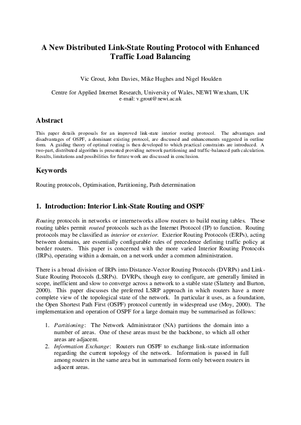 (PDF) A New Distributed Link-State Routing Protocol with Enhanced ...
