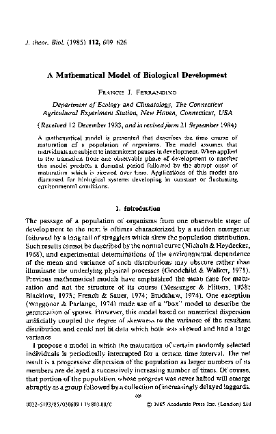 (PDF) A mathematical model of biological development
