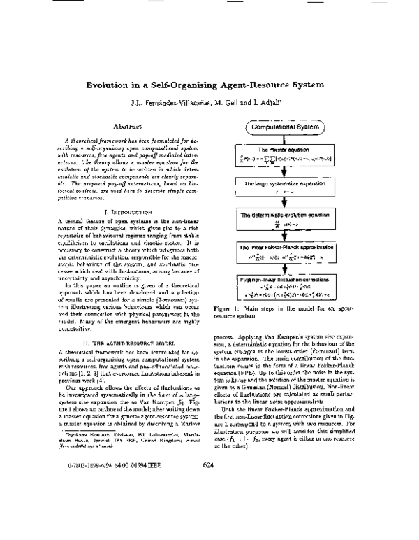 (PDF) Evolution in a self-organising agent-resource system