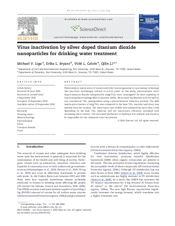 (PDF) Virus inactivation by silver doped titanium dioxide nanoparticles ...