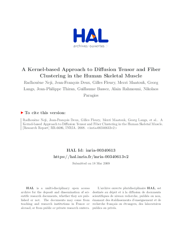 (PDF) A Kernel-based Approach to Diffusion Tensor and Fiber Clustering ...
