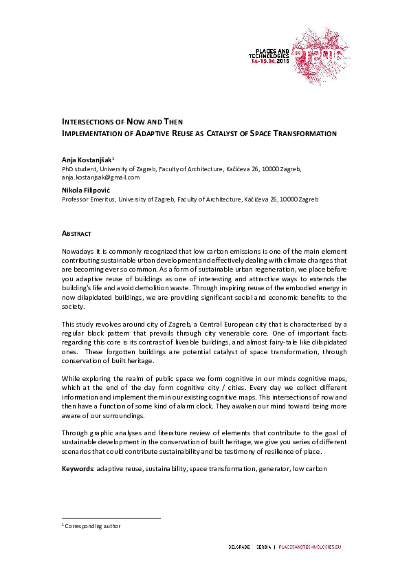 (PDF) Intersections of Now and Then Implementation of Adaptive Reuse as Catalyst of Space