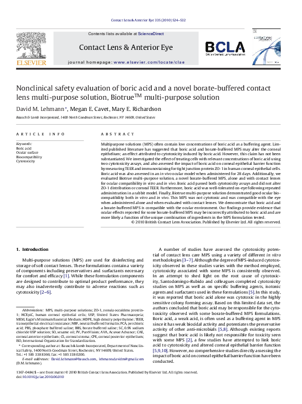 (PDF) Nonclinical safety evaluation of boric acid and a novel borate