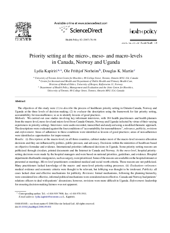  pdf priority setting at the micro meso and macro levels in canada