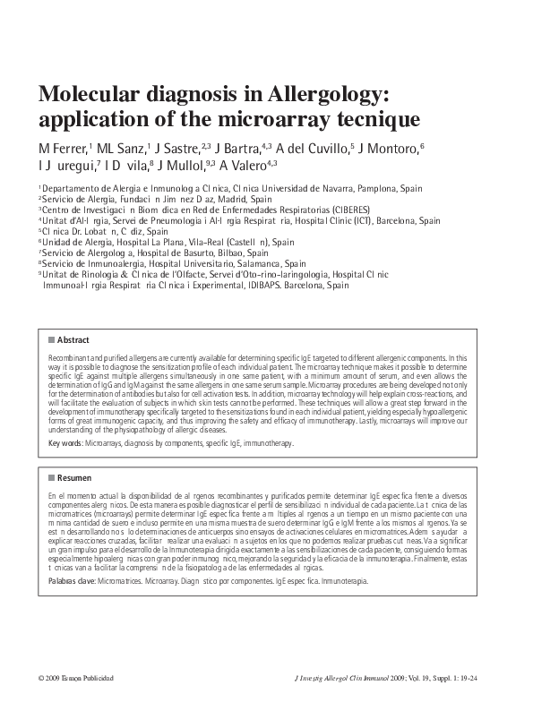 (PDF) Molecular diagnosis in allergology: application of the microarray ...