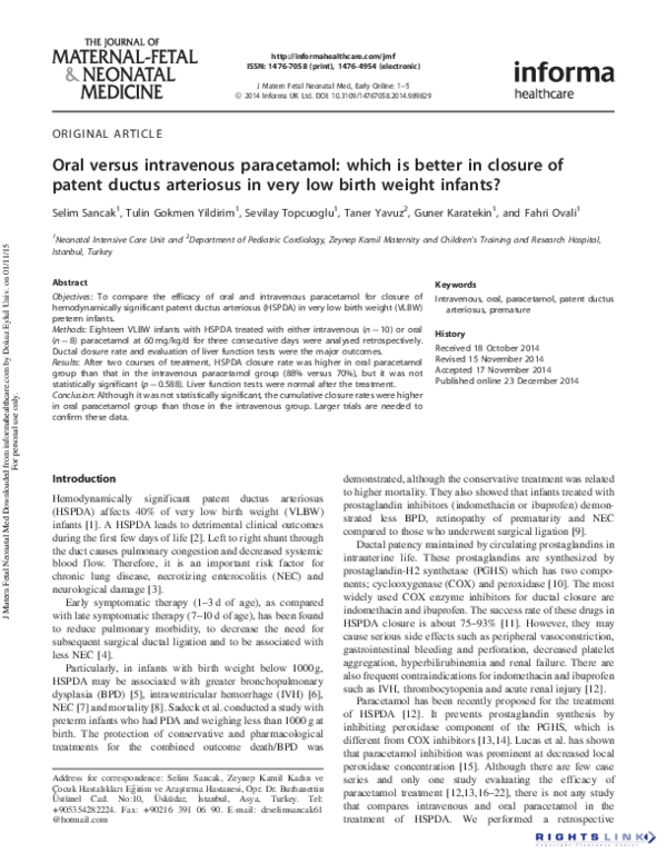 (PDF) Oral versus intravenous paracetamol which is better in closure