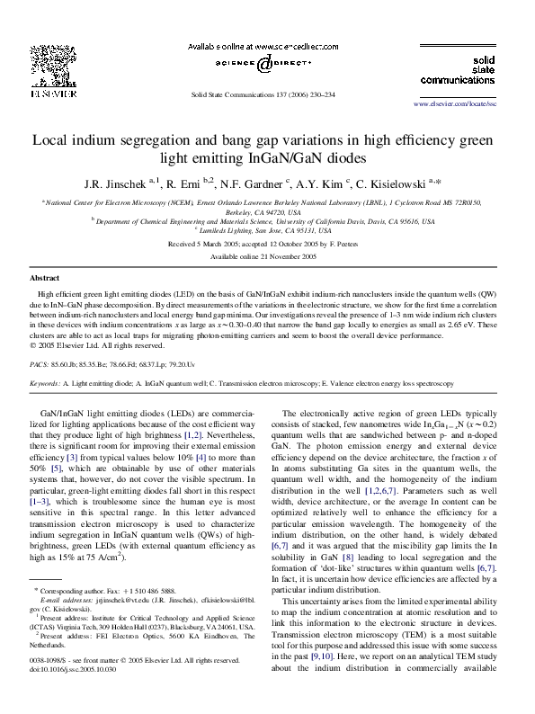 (PDF) Local indium segregation and bang gap variations in high ...