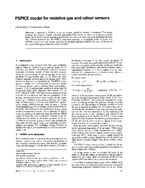 (PDF) SPICE model for resistive gas and odour sensors