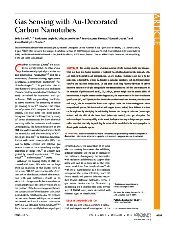 (PDF) Gas Sensing with Au-Decorated Carbon Nanotubes