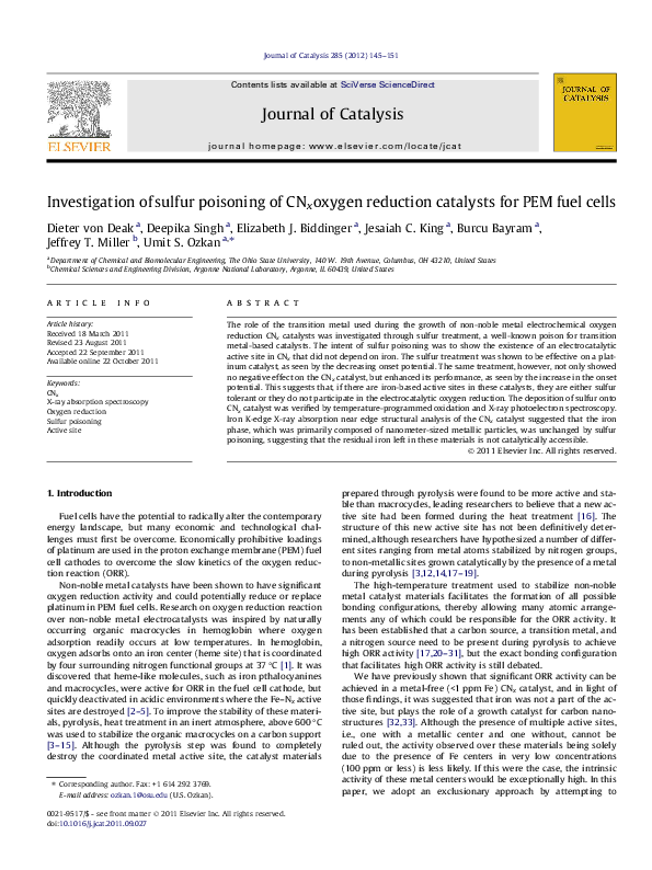 (PDF) Investigation of sulfur poisoning of CNx oxygen reduction