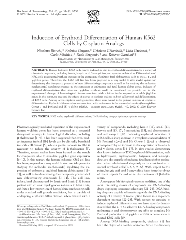 (PDF) Induction of erythroid differentiation of human K562 cells by ...