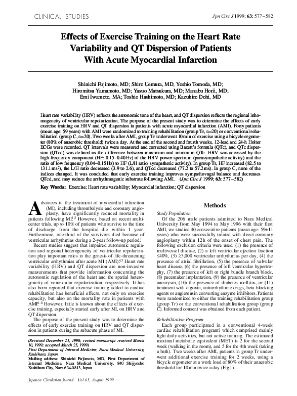 (PDF) Effects of Exercise Training on the Heart Rate Variability and QT ...