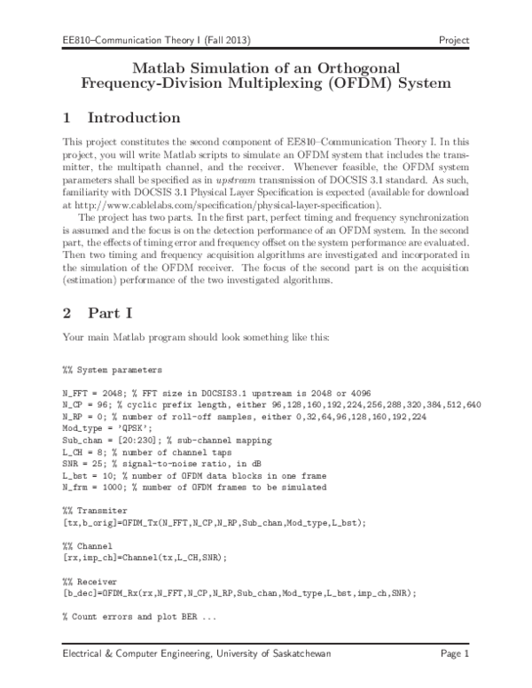 (PDF) Matlab Simulation of an Orthogonal FrequencyDivision