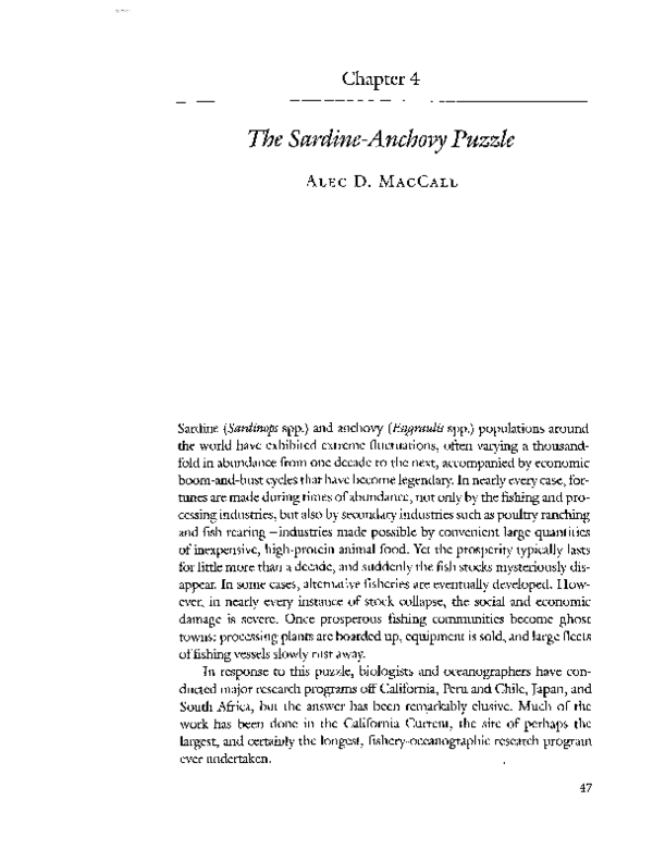 (PDF) The SardineAnchovy Puzzle Alec MacCall Academia.edu