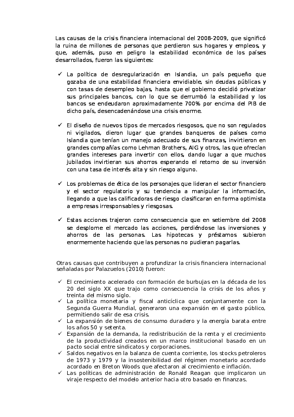 (DOC) Causas de la crisis financierra del 2008