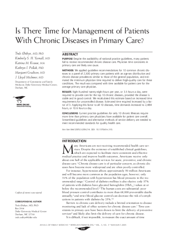 (PDF) Is There Time for Management of Patients With Chronic Diseases in ...