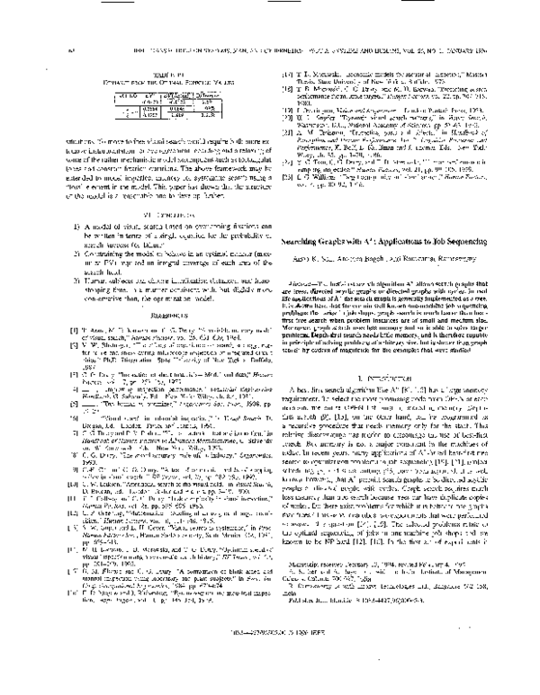 (PDF) Searching graphs with A*: applications to job sequencing