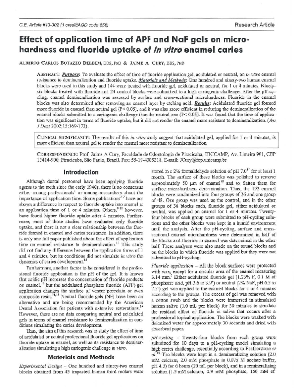(PDF) Effect of application time of APF and NaF gels on microhardness