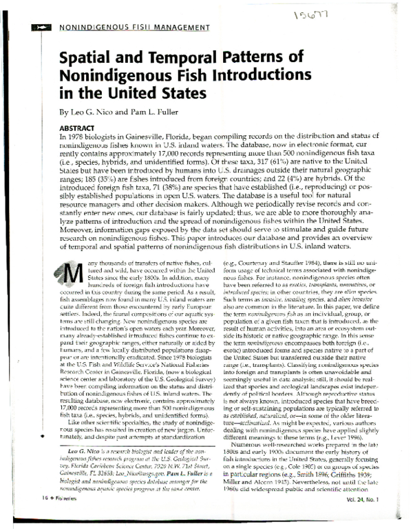 (PDF) Spatial and Temporal Patterns of Nonindigenous Fish Introductions ...