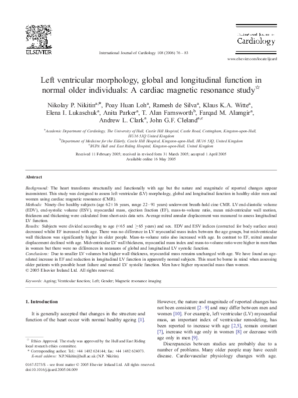 (PDF) Left ventricular morphology, global and longitudinal function in ...